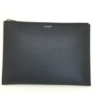 SAINT LAURENT Black Leather Clutch Bag iPad Case Wallet
